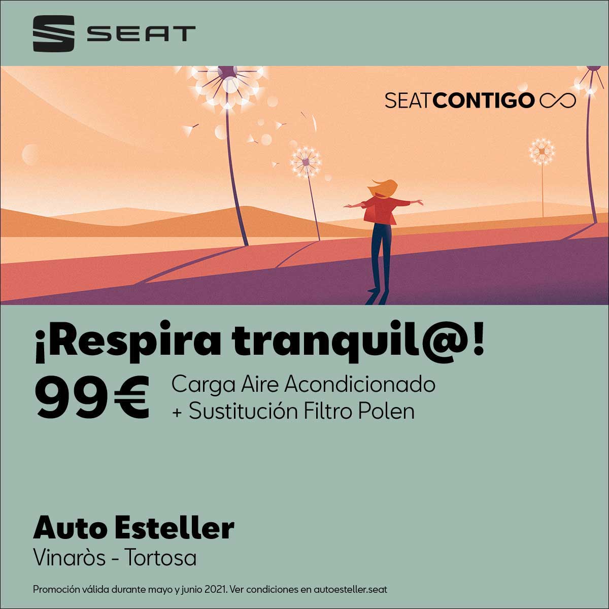 Promoción exclusiva talleres Oficiales SEAT Auto Esteller: Carga de AC y sustitución del filtro de polen por 99 €